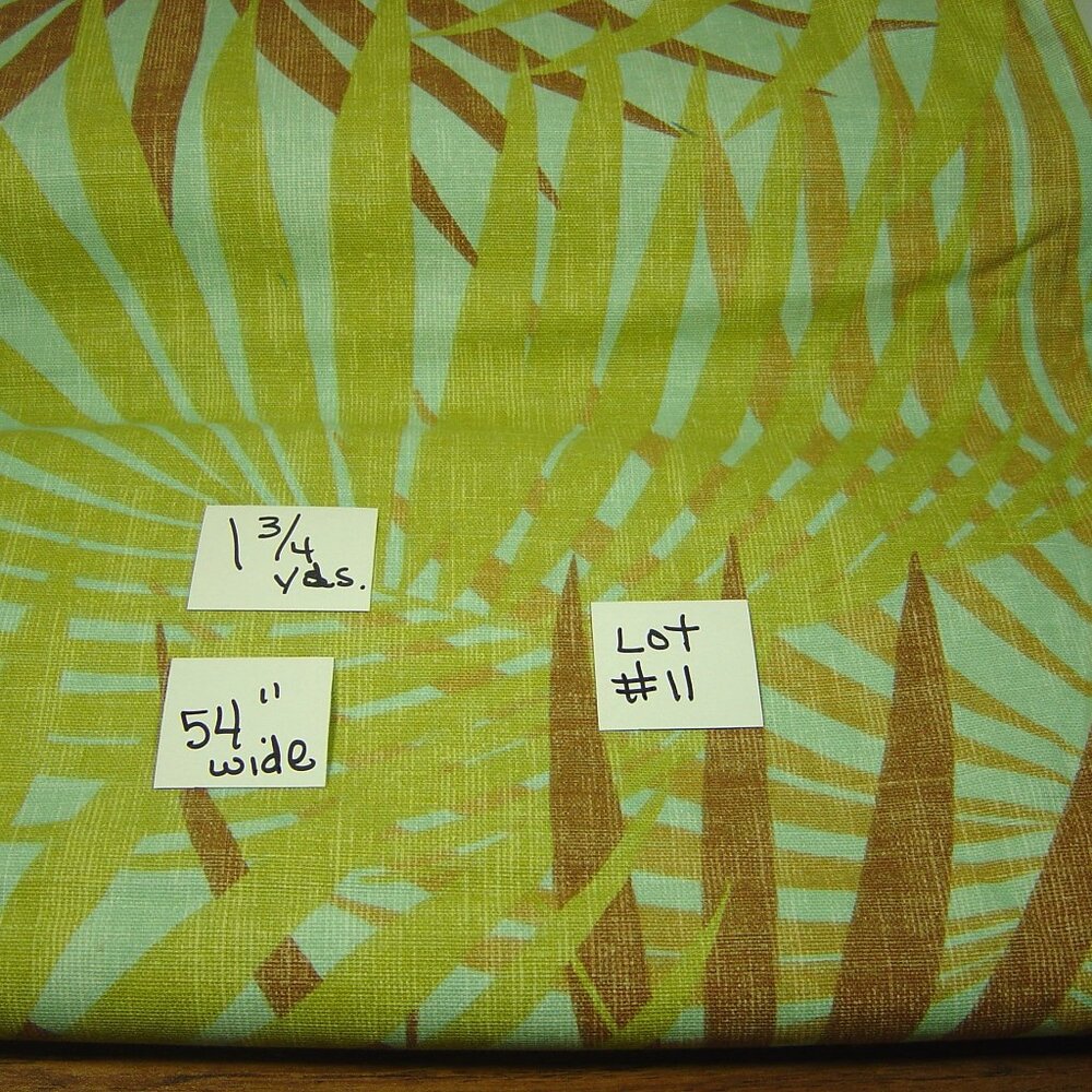 Medium weight decorator fabric piece-1.75 yards x 54" w. palm fronds/leaves